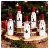 Sieral 12 Pcs Christmas Coquito Swing Top Glass Bottle with Lid 5 oz Clear Flip Top Beer Brewing Bottle with Airtight Cap Heat Shrink Cap and Rope for Homemade Milk Eggnog Drinks Xmas Party(Classic)