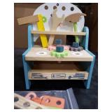 ROBUD Mini Wooden Play Tool Workbench Set for Kids Toddlers - Montessori Toys for 3 4 5 Years Old Boys Girls