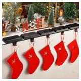 Christmas Stocking Holders for Mantle, Weighted Stocking Hangers, Christmas Stocking Hooks for Tables Window Fireplace Mantle Decoration(Black,3PCS)