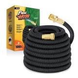 Flexi Hose Lightweight Expandable Garden Hose, 100FT -Retractable Garden Hose, Water Hose - No-Kink Flexibility, 3/4 Inch Solid Brass Fittings and Double Latex Core