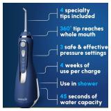 Waterpik Cordless Advanced 2.0 Water Flosser For Teeth, Gums, Braces, Dental Care With Travel Bag and 4 Tips, ADA Accepted, Rechargeable, Portable, and Waterproof, Blue WP-583, Packaging May Vary