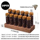 TREELF Coffee Bean Storage,Coffee Storage Container with Walnut Solid Wood Base,Coffee Bean Container,12 Tubes Single Dose with Wooden Holder(Type 2)