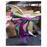Mardi Gras Wreath Bows Mardi Gras Decor Bow Purple Green Glitter Srips Burlap Bows for Wreaths, Mardi Gras Ribbon Tree Topper Bows for Mardi Gras Home Indoor Outdoor Decoration Wreath Ornament Supply