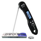 Instant Read Meat Thermometer, 1.2s Fast Read, ±1°F Accuracy, -58°F to 572°F, 4.4 Foldable Probe, 0 °C Calibration, Min/Max (Session), Auto-Rotating Backlit Display, °F/°C, Magnetic Back, Auto-