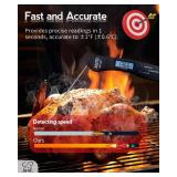 Instant Read Meat Thermometer, 1.2s Fast Read, ±1°F Accuracy, -58°F to 572°F, 4.4 Foldable Probe, 0 °C Calibration, Min/Max (Session), Auto-Rotating Backlit Display, °F/°C, Magnetic Back, Auto-