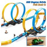 LILYBUDS Toy Car Race Track Set for Boys Kids Age 3-5 4-7, Race Tracks with 4 Crash Zones and 1:64 Scale High-Speed Slot Cars, Christmas Halloween Birthday Gifts Toys for Toddlers Boys 4-8 8-12 Years