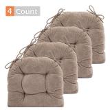 GYALAPERI Chair Cushions for Dining Chairs Set of 4, Tufted Textured and Non-Slip Kitchen Chair Cushions Pads with Ties, Seat Cushions for Kitchen Patio Office Chairs, Khaki