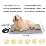 Toozey Large Heated Pet Mat 35x24 in - Waterproof, Chew Resistant, 6 Temp Settings with Timer, Indoor Use for Dogs and Cats
