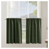 Kitchen Curtains 36 Inch Length 2 Panels Set,Black Out Short Curtain Tiers for Small Windows,26x36 inches Long,Olive Green