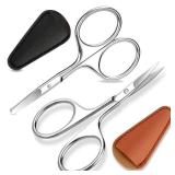 ESVIENS 2Pack Small Eyebrow Scissors, Stainless Steel Nose Hair Trimming Scissors with Rounded Tips, Precision Grooming for Beard/Mustache/Facial Hair, Travel Friendly & Safe for Men Women