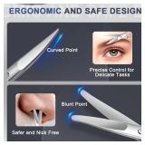 ESVIENS 2Pack Small Eyebrow Scissors, Stainless Steel Nose Hair Trimming Scissors with Rounded Tips, Precision Grooming for Beard/Mustache/Facial Hair, Travel Friendly & Safe for Men Women