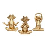 Suoedd Gold Frog Figurines Yoga Decor 3.7In Set of 3 Frog Yoga Statues for Modern Living Room Desk Table Home Office Bookshelf Shelves Sculptures Decor,Gifts for Mom Women