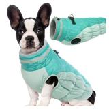 Lelepet Dog Coat Warm Dog Winter Coat Waterproof Dogs Jacket with Harness Built in Reflective Pet Fleece Vest Zip-Up Cold Weather Coats for Small Dogs Turtleneck Windproof Coats Yorkie Mint Green S