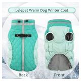 Lelepet Dog Coat Warm Dog Winter Coat Waterproof Dogs Jacket with Harness Built in Reflective Pet Fleece Vest Zip-Up Cold Weather Coats for Small Dogs Turtleneck Windproof Coats Yorkie Mint Green S