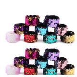 Childom 20 Pack Slap Bracelets 2-Color Reversible Charm Bracelets stage sequins horsetail buckle color ball head hair accessories hair accessories Magic Wristband