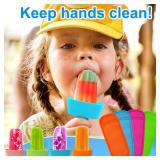 AIERSA 8pcs Popsicle Holders and Ice Pop Sleeves Set for kids No Drip, Silicone Popsicle Holder with Straw and Reusable Neopreneee Freeze Popsicle Sleeves for Toddlers Mess Free, No Freezing Hands