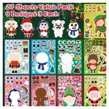 27 Sheets Christmas Sticker for Kids Make a Face Stickers Make Your Own Characters Mix and Match Stickers Santa Snowman Reindeer Christmas Crafts Activities Games Party Favors Supplies