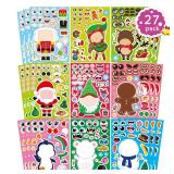 27 Sheets Christmas Sticker for Kids Make a Face Stickers Make Your Own Characters Mix and Match Stickers Santa Snowman Reindeer Christmas Crafts Activities Games Party Favors Supplies