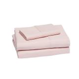 Amazon Basics Lightweight Super Soft Easy Care Wrinkle Free Microfiber 3 Piece Bed Sheet Set with 14-Inch Deep Pockets, Twin, Blush Pink, Solid, Kids, Men & Women Bedding