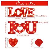 6 Pieces I Love You Light up Sign LED Valentines Day Decor Love Letters Heart Marquee Sign Battery Powered Red Rose Petals Wedding Flower Decoration for Anniversary Engagement Proposal Party Favor - R