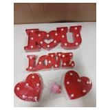 6 Pieces I Love You Light up Sign LED Valentines Day Decor Love Letters Heart Marquee Sign Battery Powered Red Rose Petals Wedding Flower Decoration for Anniversary Engagement Proposal Party Favor - R