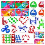 AMENON 28 Pack Valentines Day Gifts for Kids Snake Twist Puzzle Toys for Teens, Valentines Day Cards for Kids School Classroom Exchange Prizes Stress Relief Fidget Toys for Boys Girls Party Favors - R