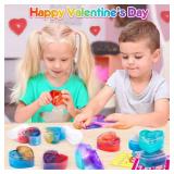 EZIGO 30 PCS Valentine Party Favors for Kids Heart Shaped Glitter Slime Kit with Valentines Cards, Stress Relief Fidget Toys, School Game Prizes, Classroom Exchange Gifts for Boys Girls - Retail: $20