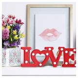 Love Sign with Lights - Valentines Day Decoration - Love Marquee Letters - Romantic Lighted Table Top Decor for Wedding & Home - Red - CHEERIN - Retail: $15