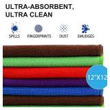 PioFiber Microfiber Cleaning Cloth 50 Pack, 12"x12" Ultra Soft & Lint-Free Cleaning Towels for Kitchen, Car, Glass, Window & Home Reusable Microfiber Rags - Retail: $1,937
