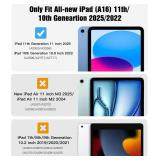 BMOUO Case for iPad (A16) 11th Generation 11" 2025/iPad 10th Generation 10.9 inch 2022, 360 Rotating Stand & Pencil Holder & Hand & Shoulder Strap Shockproof iPad 11th/10th Generation Case, Black - Re