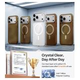 TORRAS Stronger Magnetic Shockproof for iPhone 17 Pro Case, Compatible with MagSafe, Military-Grade Drop Protection, Camera Control, DIY Button, Slim Clear Phone Case for iPhone 17 Pro, Clear - Retail