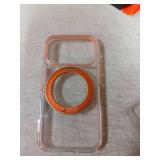 TORRAS 360 Magnetic Stand for iPhone 17 Pro Case, [Rotatable Sturdy Kickstand][Fit for MagSafe][4X Mil-Grade Shockproof] Slim Transparent Phone Cover, Camera Button, Clear Orange, Ostand O3 Fitness - 