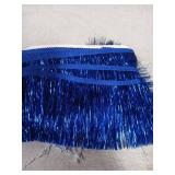 MAYJOYDIY 10Yards 4Inch Blue Wide Metallic Fringe Trim, Shiny Tinsel Fringe Tinsel Trim Tassel Polyester Ribbon Trim for Dance Costume Dress Stage Clothes Party Decor DIY