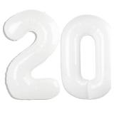 40 Inch White Number 20 Digital Balloon,Jumbo Mylar Foil Helium Balloon for 20 Balloons for Birthday Party,Wedding Anniversary Party Decorations - Retail: $9