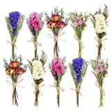 10 Pcs Mini Dried Flowers Bouquets Forget Me Not Natural Dried Flower Bundles with Stem Small Fake Wildflowers Bouquet Bulk Artificial Flower Floral Arrangement for Vase Wedding Teacher