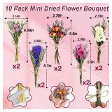 10 Pcs Mini Dried Flowers Bouquets Forget Me Not Natural Dried Flower Bundles with Stem Small Fake Wildflowers Bouquet Bulk Artificial Flower Floral Arrangement for Vase Wedding Teacher