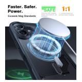 TORRAS Magnetic Shockproof for iPhone 16 Case,18N Mighty Magnetic, 12FT Military Grade Drop Tested, Fit for MagSafe, Protective Hard Back Plastic Slim Phone Case for iPhone 16 6.1", Black Titanium - R