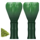Baderke 2 Pieces Traditional Resin Matcha Whisk Reusable Matcha Stirrer Chasen Brush Tea Mixing Tool Accessoies for Green Tea Powder Preparation(Green) - Retail: $14