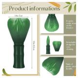Baderke 2 Pieces Traditional Resin Matcha Whisk Reusable Matcha Stirrer Chasen Brush Tea Mixing Tool Accessoies for Green Tea Powder Preparation(Green) - Retail: $14