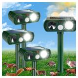 Solar Ultrasonic Animal Repellent Outdoor Deer Repellent Devices with Motion Detection & Flashing Lights,Solar Animal Repeller,Cat Squirrel Raccoon Skunk Rabbit Coyote Deterrent for Yard Garden,4 Pack