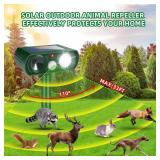 Solar Ultrasonic Animal Repellent Outdoor Deer Repellent Devices with Motion Detection & Flashing Lights,Solar Animal Repeller,Cat Squirrel Raccoon Skunk Rabbit Coyote Deterrent for Yard Garden,4 Pack