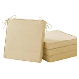 IASEAHK Patio Chair Cushions, 19" x 19" x 3" Outdoor Chair Cushions Set of 4, Waterproof Outdoor Cushions for Patio Furniture, Outdoors Seat Cushions Set of 4 with Handle and Ties, Light Khaki - Retai