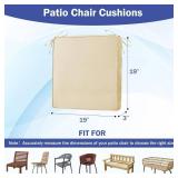 IASEAHK Patio Chair Cushions, 19" x 19" x 3" Outdoor Chair Cushions Set of 4, Waterproof Outdoor Cushions for Patio Furniture, Outdoors Seat Cushions Set of 4 with Handle and Ties, Light Khaki - Retai