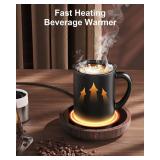 SWEETFULL Coffee Mug Warmer, 36W Electric Cup Warmer for Desk with 3-Temp Settings Advanced Temperature-Controlled Heating Coffee Gifts Accessories for Women Men Milk, Tea, Candle - Wood - Retail: $21