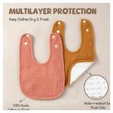 POIKSHARK 6-Pack Muslin Baby Bibs for Unisex Boys Girls, Solid Colors, Soft Cotton Baby Drool Bibs, Drooling and Teething Bibs for Infant, Newborn - Neutral - Retail: $10