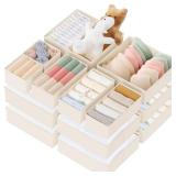 Criusia Drawer Organizer Clothes, 21 Pack Dresser Organizer for Baby Clothes, Underwear, Sock - Foldable Closet Organization and Storage Dividers Bins for Nursery, Bedroom (Beige)