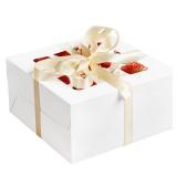 RACETOP 24pcs Cake Boxes with Window, 10x10x5 Inches White Bakery Boxes, Cookie Dessert Boxes, Pastry Box, Square Cardboard Cake Box for Cake, Birthday Party, Donuts, Wedding - Retail: $22