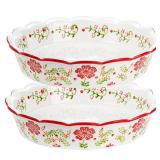 Coloch 2 Pack Ceramic Pie Plate for Baking with Fluted Rim, 9 Inch Round Pie Dish Colorful Floral Pies Pan Deep Quiche Baking Dish for Dessert, Pies, Quiche, Dishwasher and Microwave Oven Safe - Retai