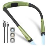 Glocusent Book Light, 3-Color & 6-Brightness Reading Light, Bendable Neck Light, 80-hr Lasting Rechargeable Book Light, Perfect Reading Lights for Books in Bed, Knitting, Repairing, Book Lovers Gifts 