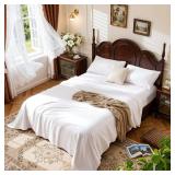 LBRO2M 100% Cotton Sheets Set Deep Pocket 19", 1000 Thread Count Queen Size 4 Piece Bed Sheet Sets Soft Comfortable Bedding All Season (Queen, White) - Retail: $60